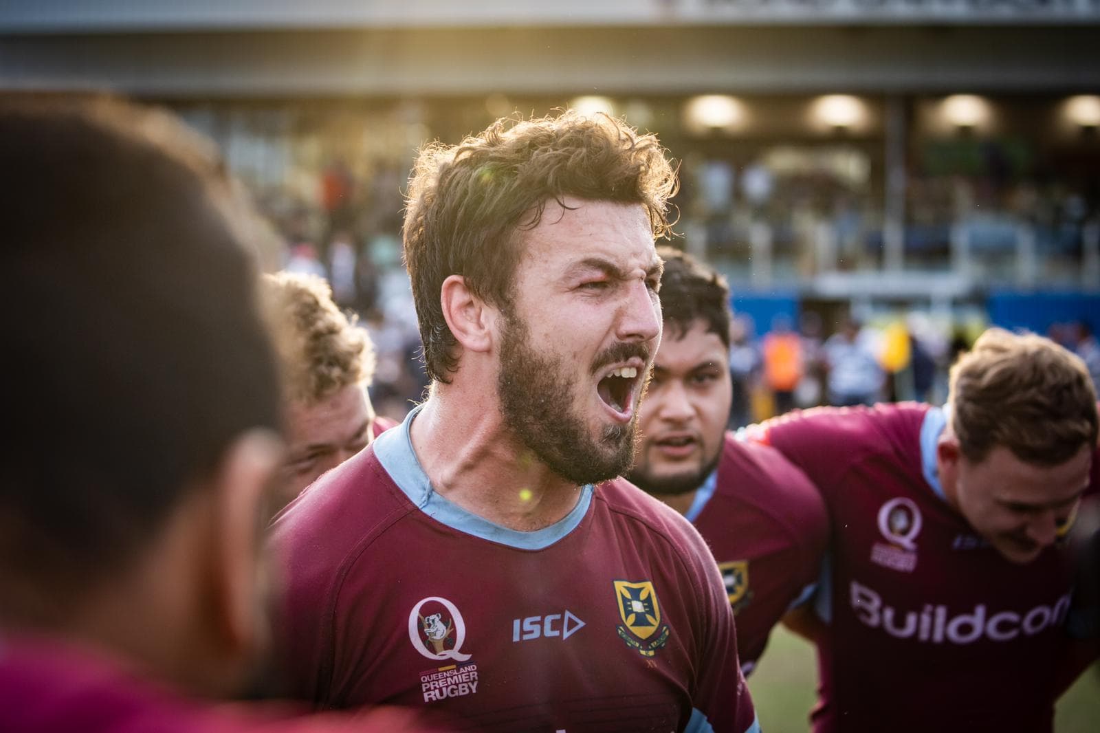 UQ skipper Pat Morrey celebrates on the Gold Coast. Photo: QRU Media/Brendan Hertel.