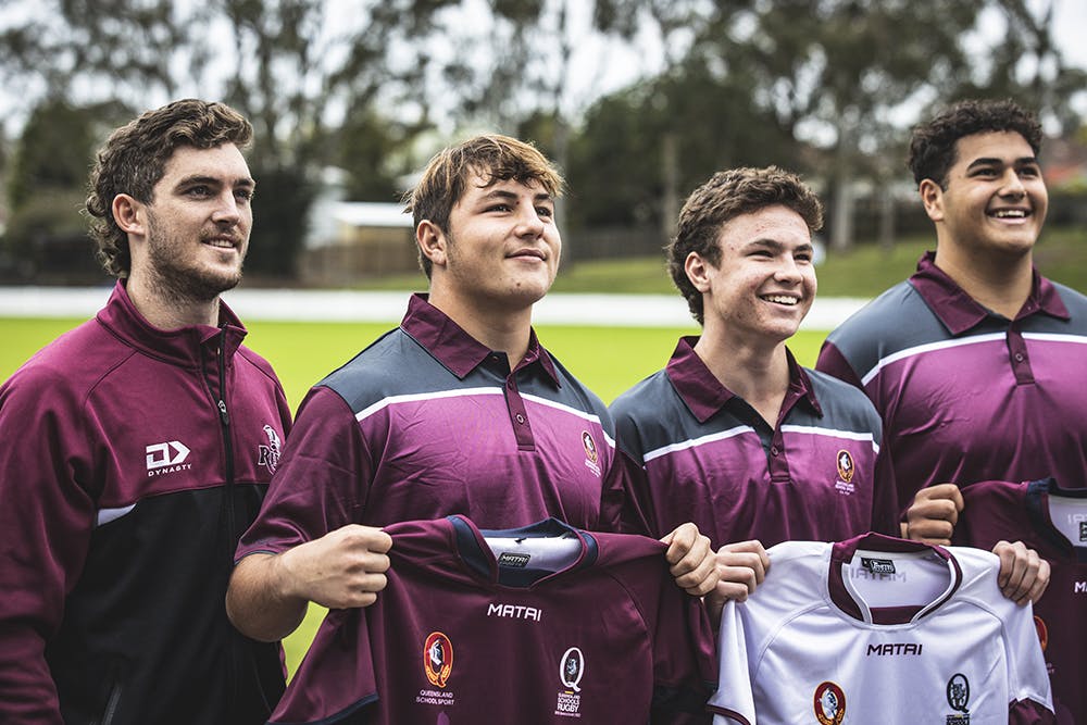 Queensland Reds and former Queensland Schools rep Lawson Creighton was on hand to present jerseys to this year's Queensland Schoolboys teams.