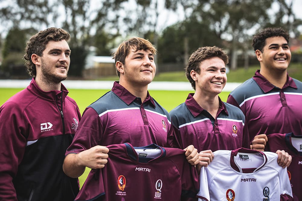 Queensland Reds and former Queensland Schools rep Lawson Creighton was on hand to present jerseys to this year's Queensland Schoolboys teams.