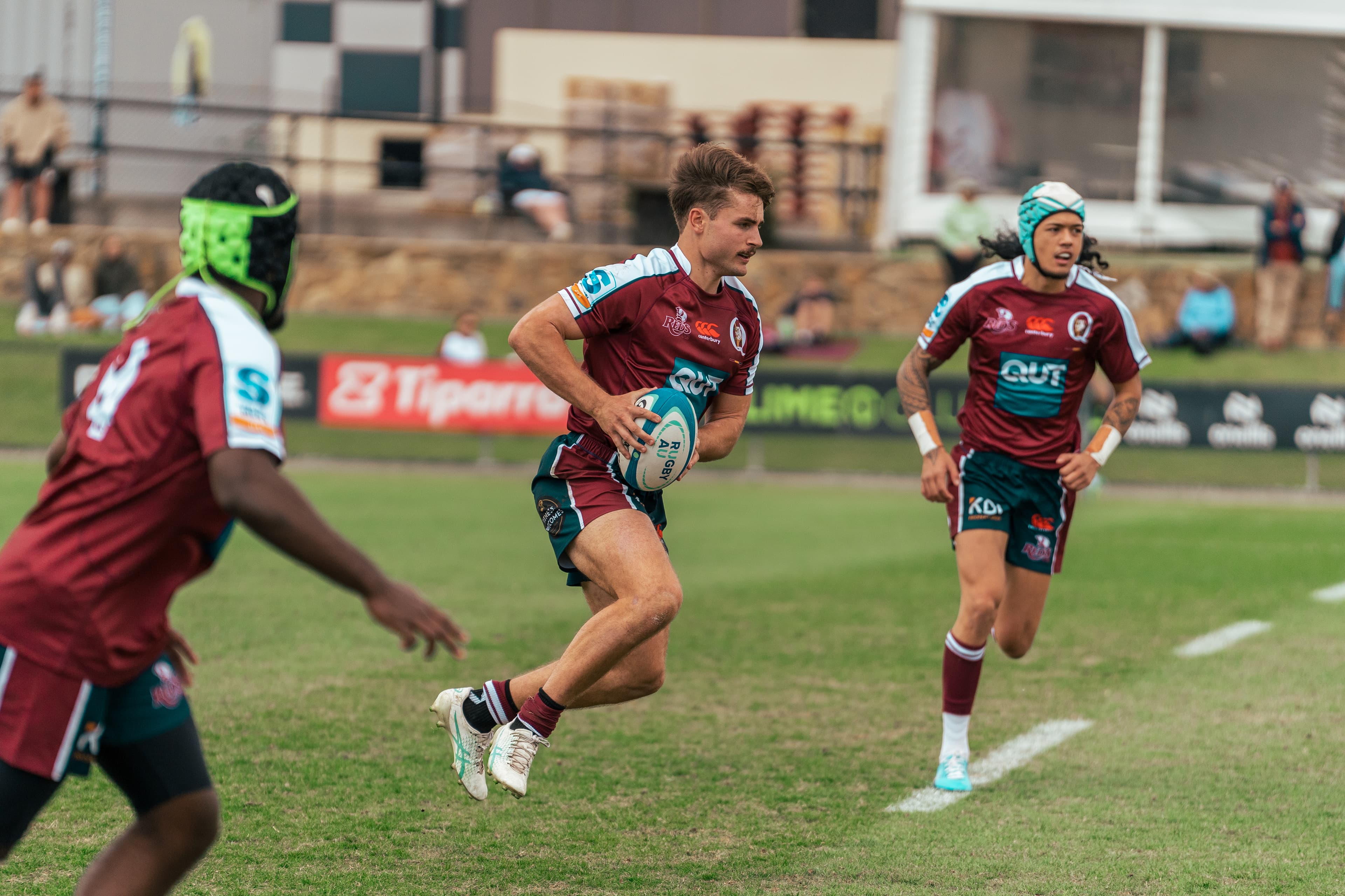 Reds centre Xavier Rubens on the charge in Canberra. Photo: Brumbies Media