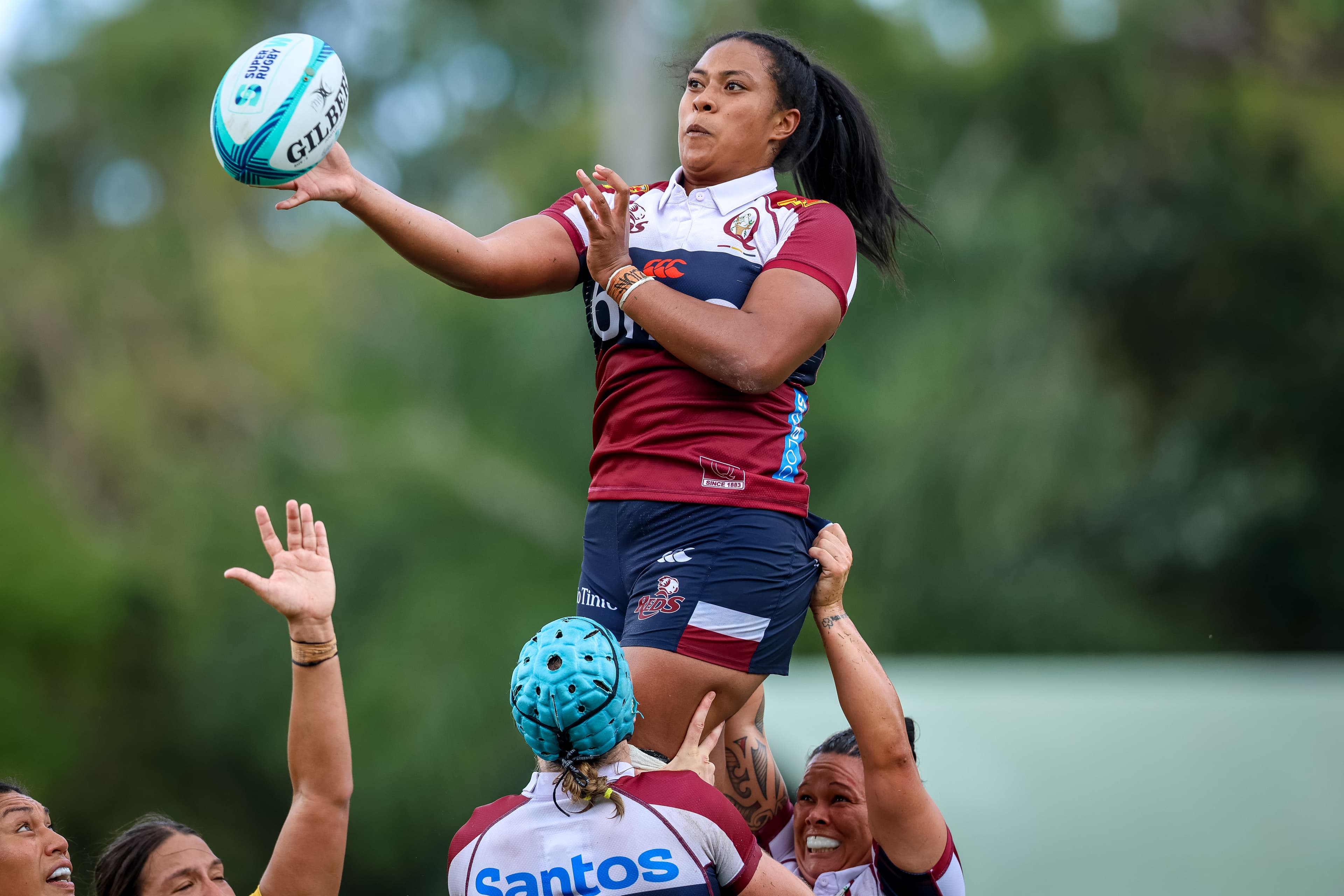 Reds lock Vineta Teutau soars for lineout ball