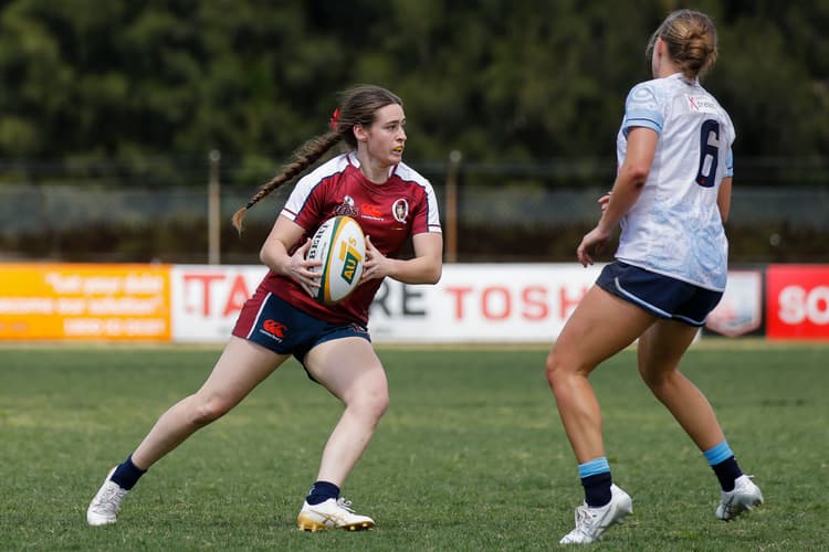 Faythe Manera in action for Queensland at the recent Next Gen 7s. Photo: Karen Watson