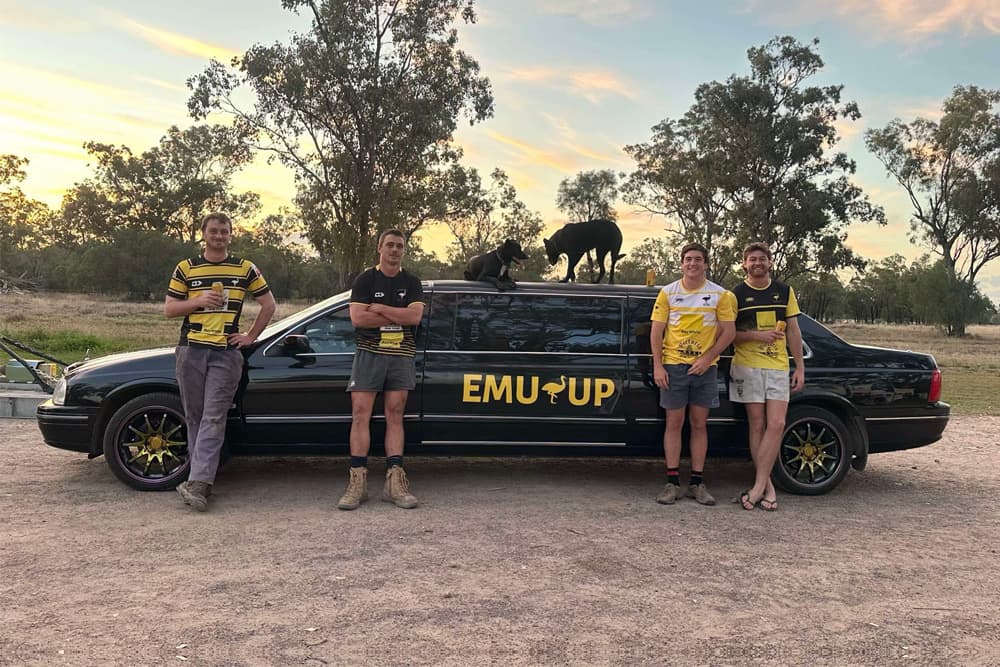 The Emusine with proud owners (from left) Stuey Ford, Luke Ford, Tom Jakins and Josh Mettam