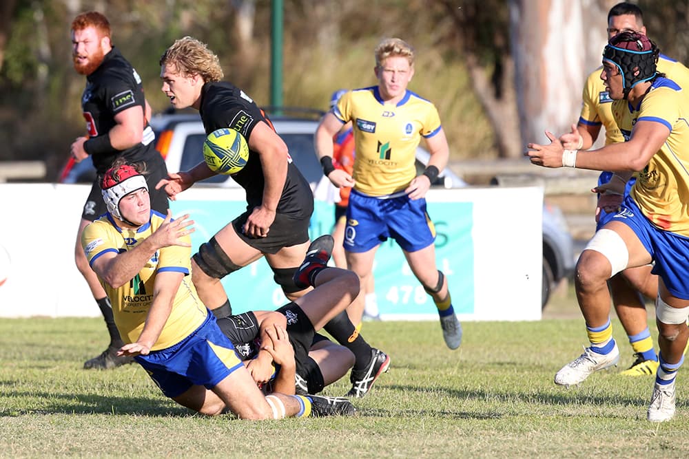Fraser McReight gets an offload away for Brisbane City. Photo: Sportography