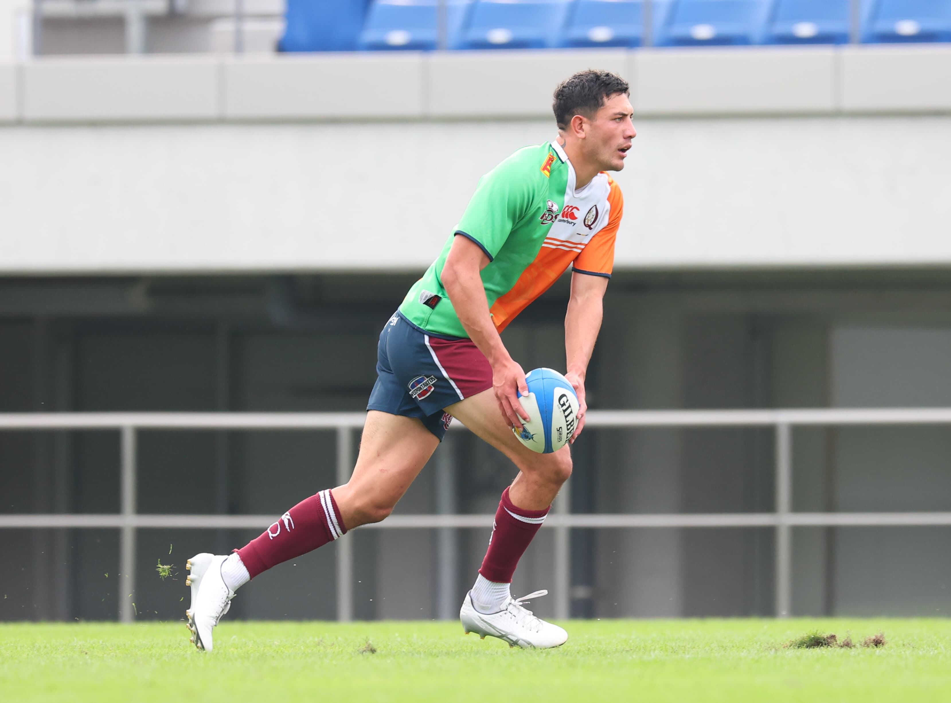 Heremaia Murray in action for the Queensland Reds in a trial game against the Saitama Panasonic Wild Knights in Japan