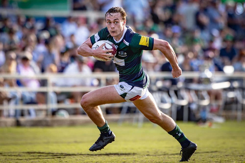 Josh Collins in full flight for the Gallopers. Photo: QRU/Brendan Hertel