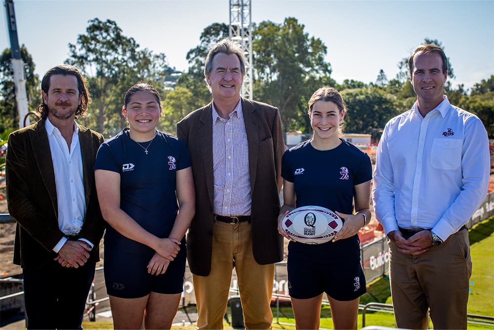 Brett Clark, Ivana Lolesio, Steve Wilson AM, Kaitlin Shave and David Hanham at Ballymore. Photo: QRU Media