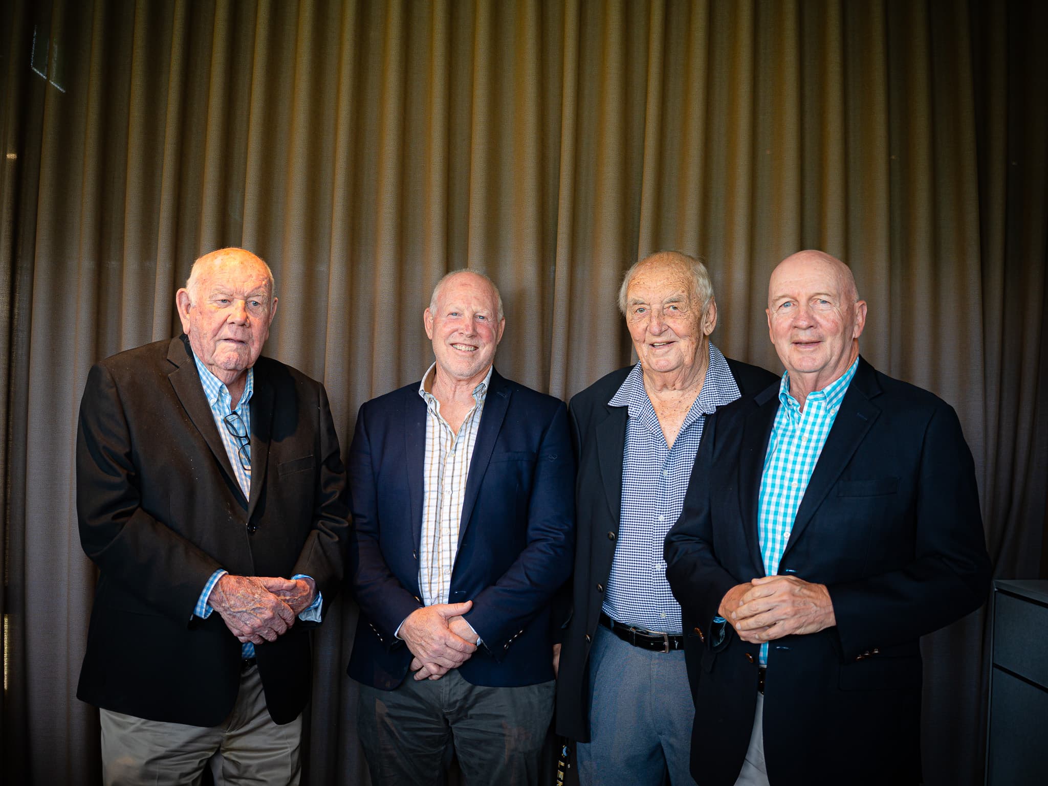 QRU Life Members (from left)...John Ryan, Jeff Miller, Jim Lucey and Paul McLean at Ballymore today