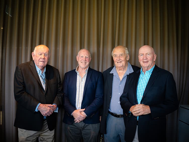 QRU Life Members (from left)...John Ryan, Jeff Miller, Jim Lucey and Paul McLean at Ballymore today
