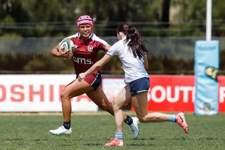 Pink powered...New Australian sevens selection Amahli Hala on the dash for Queensland in the Next Gen 7s.