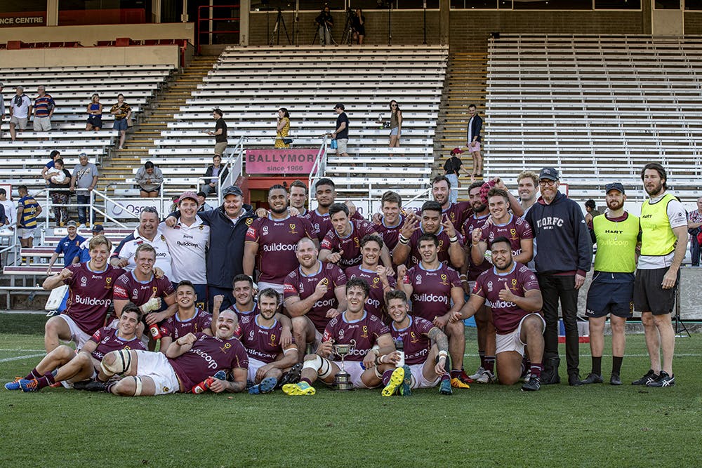 University of Queensland claimed the Welsby Cup in their Major Semi-Final win over Easts. Picture: Brendan Hertel/QRU